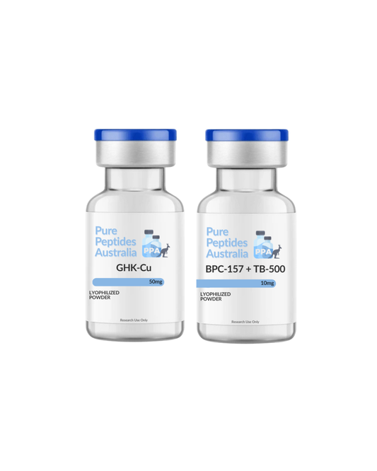 Glow Bundle – BPC-157 + TB-500 and GHK-Cu research peptides, COA-verified and lab-tested for pigmentation and skin health research