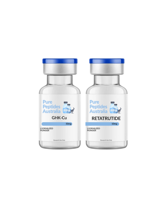 Retatrutide and GHK-Cu peptide bundle for research from Pure Peptides Australia